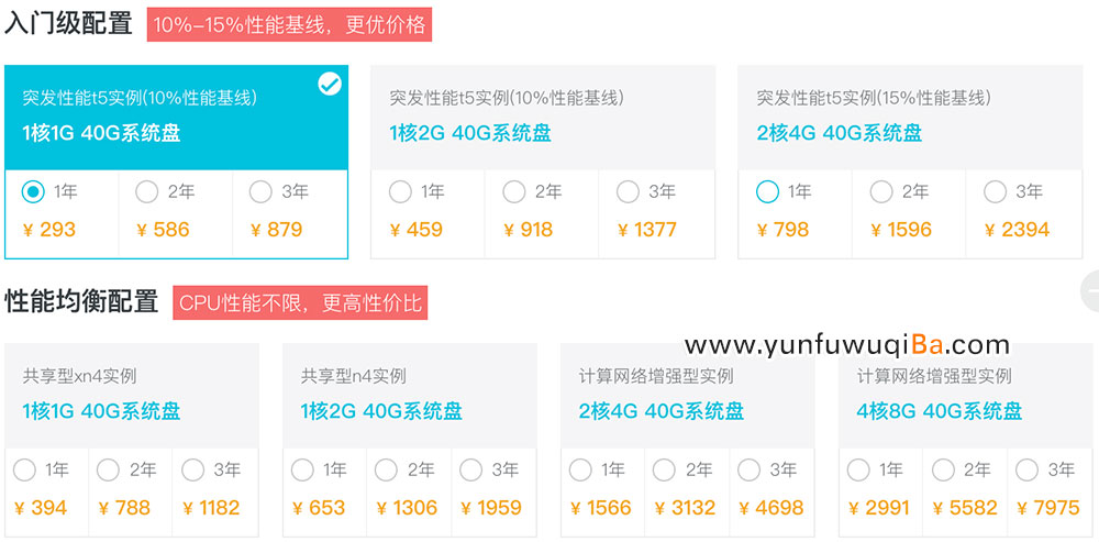 阿里云服务器优惠配置及价格列表