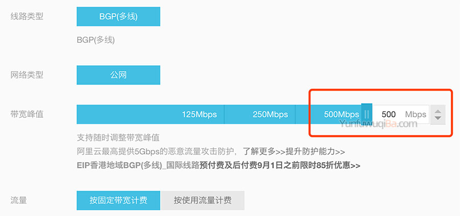 阿里云弹性公网IP最大带宽