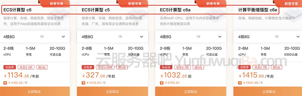 阿里云4核8G服务器优惠价格