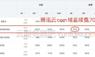 腾讯云COM域名续费和阿里云com域名续费价格及代金券领取
