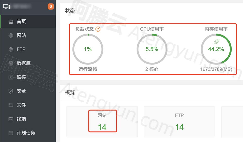  一台2核4G服务器安装14个网站