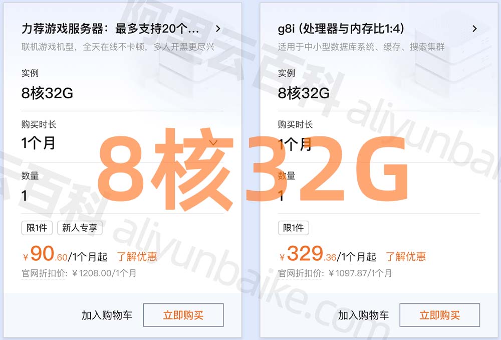 阿里云8核32G服务器价格