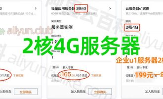 阿里云2核4G云服务器租用价格165元1年和199元一年区别对比