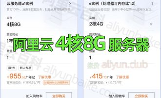 阿里云4核8G服务器租用价格955元一年，ECS  u1实例