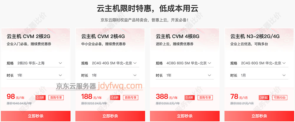 京东云主机优惠价格