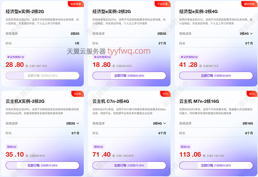 天翼云服务器租赁优惠价格